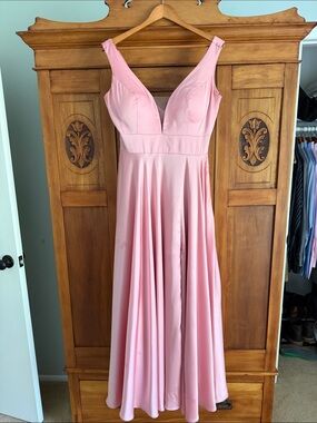 Dancing Queen Pink V-Neck A-Line Wedding Dress